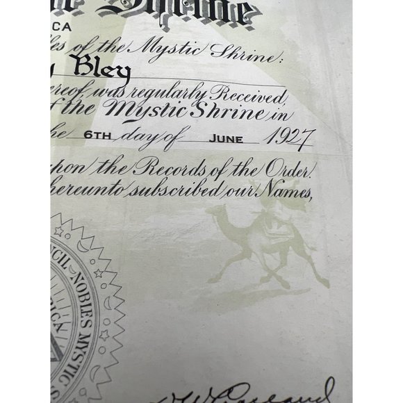 1927 Nobles of the Mystic Shrine Membership Certificate Rajah Temple Reading PA - Picture 7 of 8